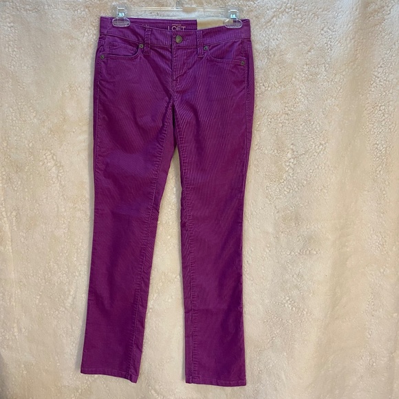 LOFT Pants - LOFT modern straight corduroy pants, magenta pink, size 24 petite
